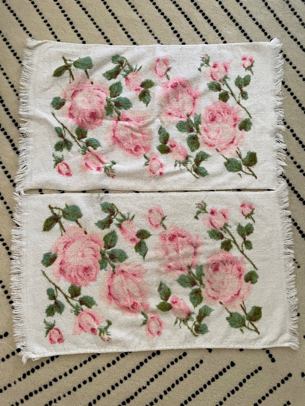 set of 3 vintage rose flower towel Cannon bath towel